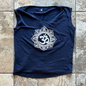 100% linen Om yoga muscle tee tank top size small